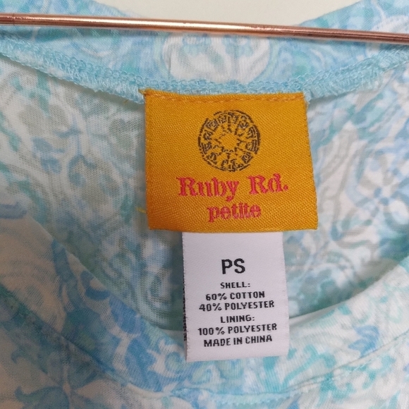 Ruby Rd. Blue and White Medallion Print Sleeveless Tank Maxi Dress Small Petite - Picture 9 of 10